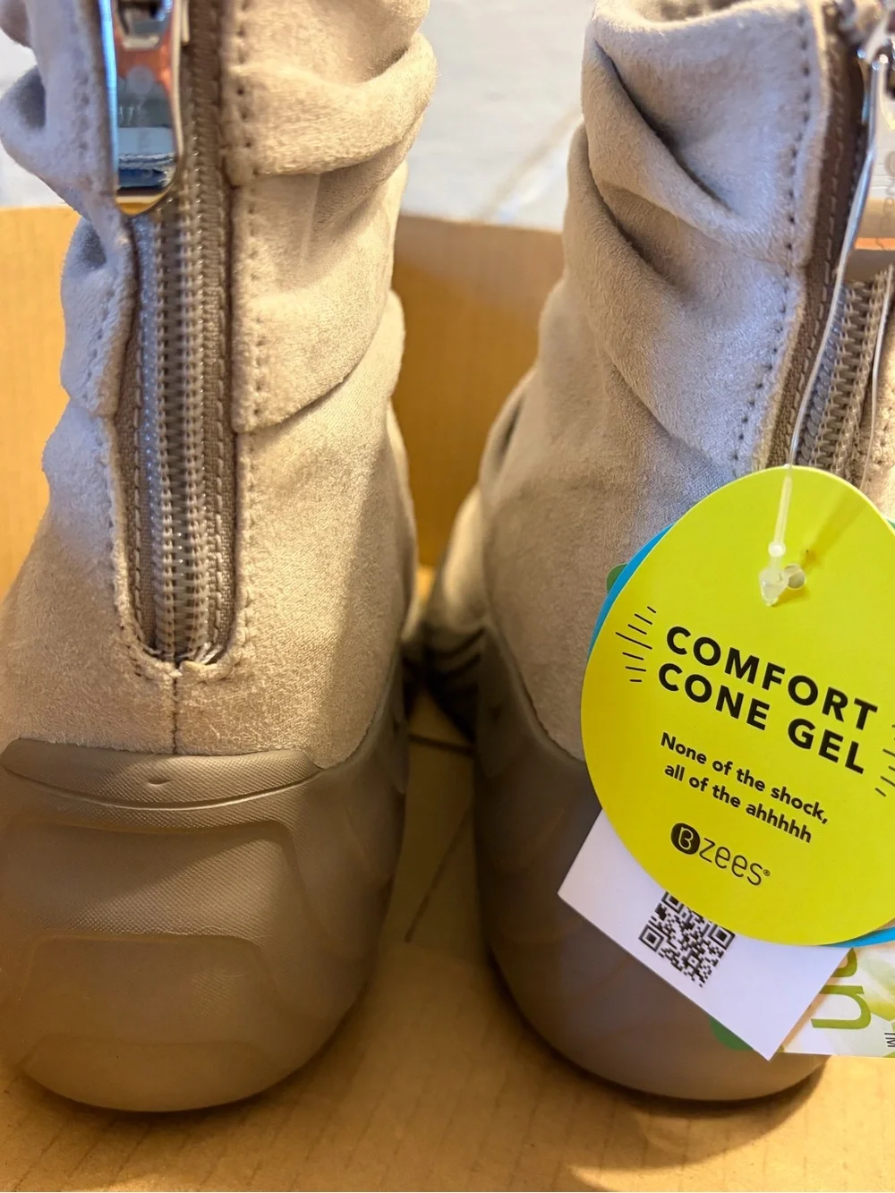 Bzees Light Beige Suede Ankle Booties